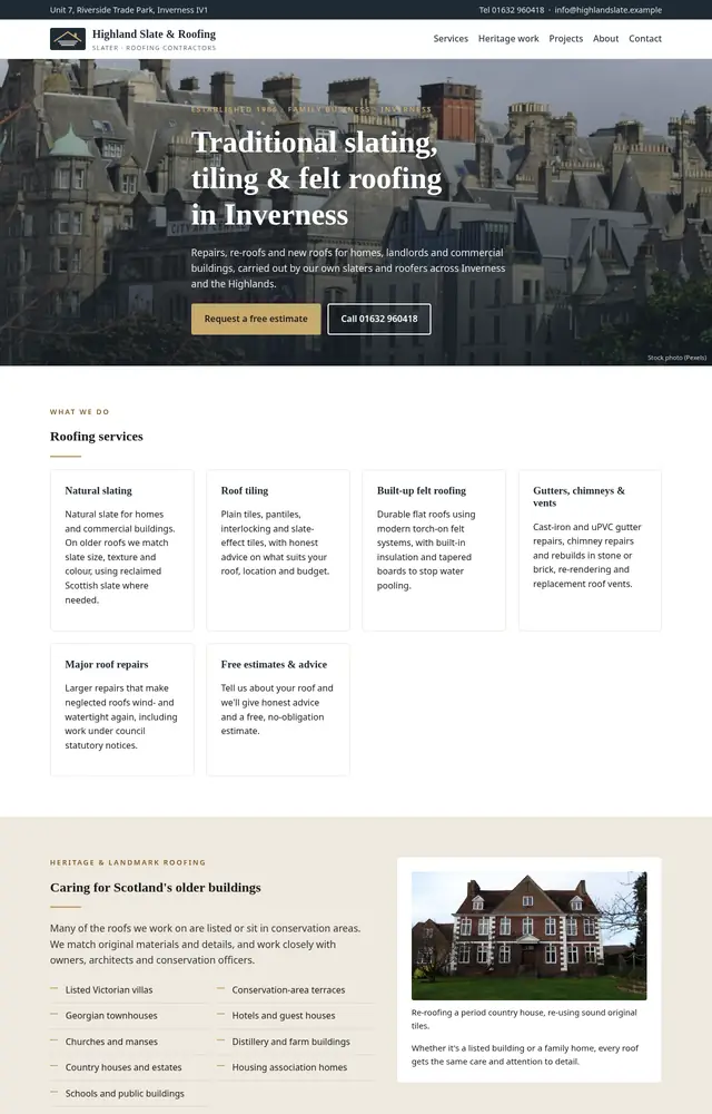 تصميم تجريبي لصفحة رئيسية لشركة أسقف من تصميم Web Studios 4U
